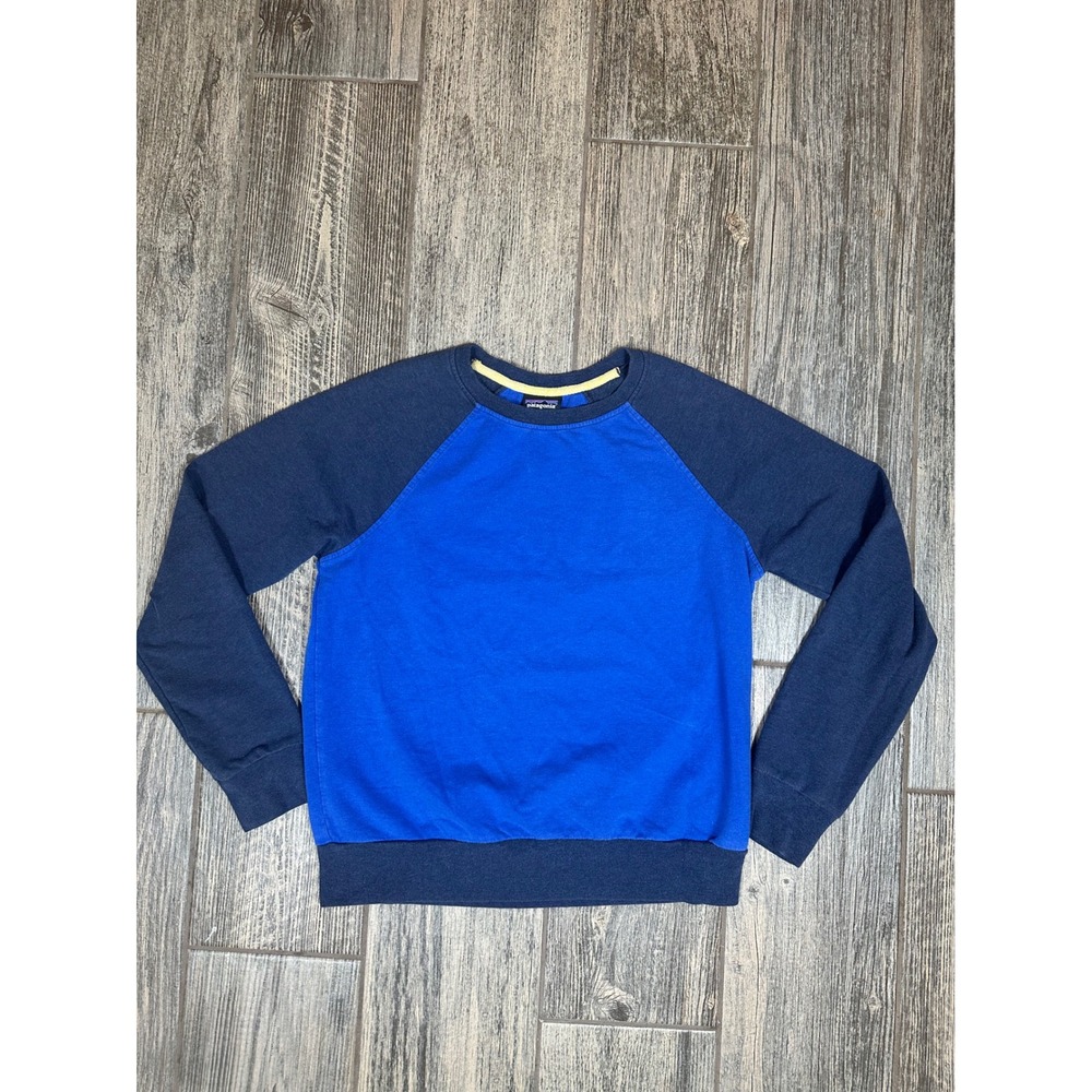 Patagonia‎ Organic Cotton Women's Pullover Sweatshirt - Blue Raglan Sleeve S